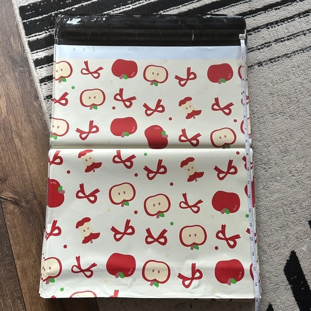 Large Christmas Vibe Red Apple & Bow 50PCS *Poly Mailers 14.75x19+1.75Inch.